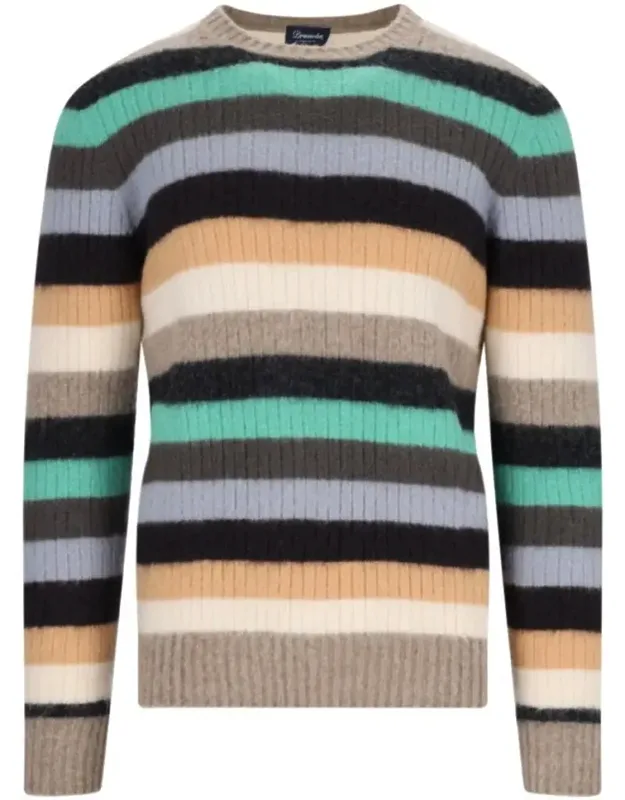 Striped Sweater In Wool Ribbed Design