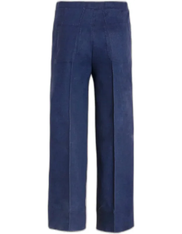 Straight Leg Crop Stretch Trousers In Denim