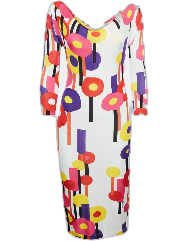 Floral Print Stretch Knit Midi Dress