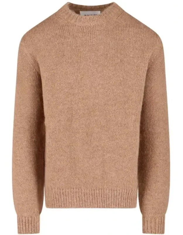 Alpaca-wool Blend Crewneck Sweater With Ribbed Cuffs