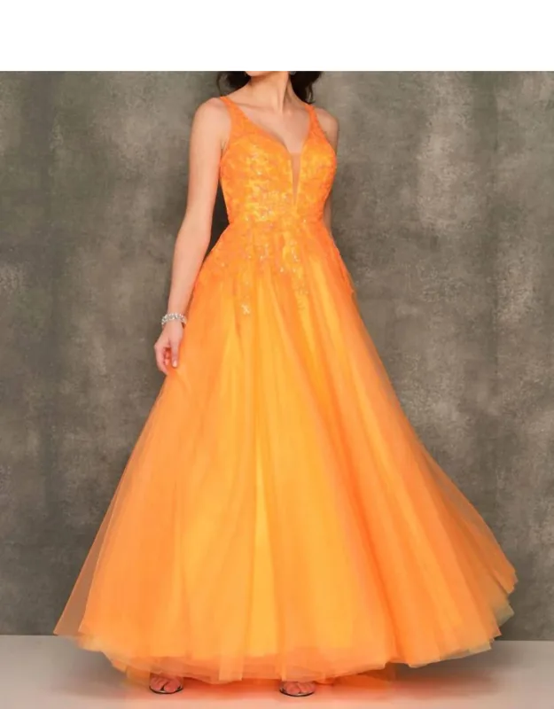 Plunging Neckline Sequin Prom Dress