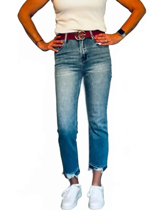 High Rise Distressed Straight Jeans