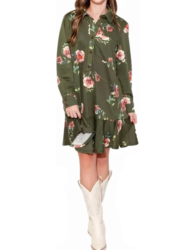 Floral Knit Shirt Dress