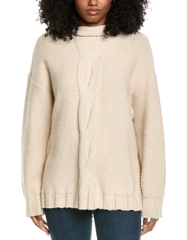 Mock Neck Cable Knit Sweater