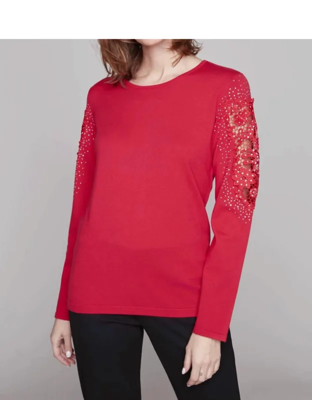 Fancy Lace Cut Out Long Sleeve Sweater