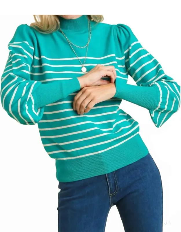 High Neck Stripe Sweater