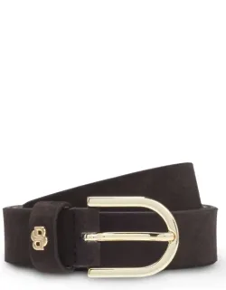 _suede Belt With Gold-tone Monogram_