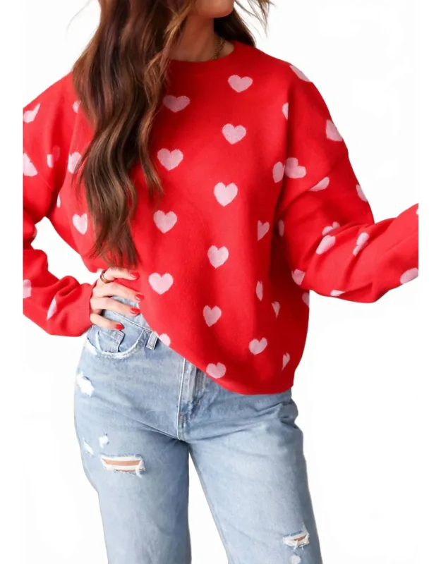 Brushed Knit Heart Sweater