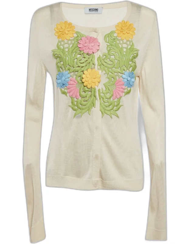 Knit Floral Applique Detail Cardigan