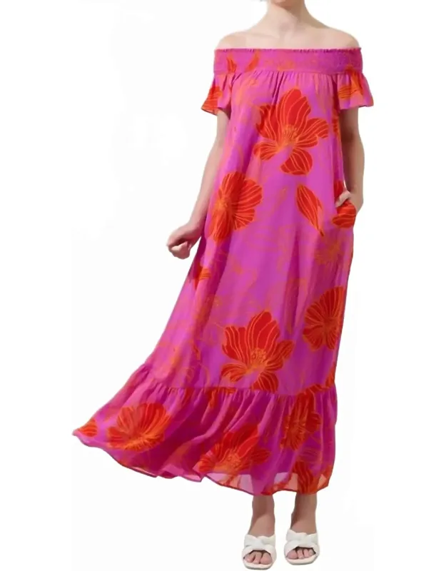 Luxe Getaway Floral Smocked Shoulder Maxi Dress