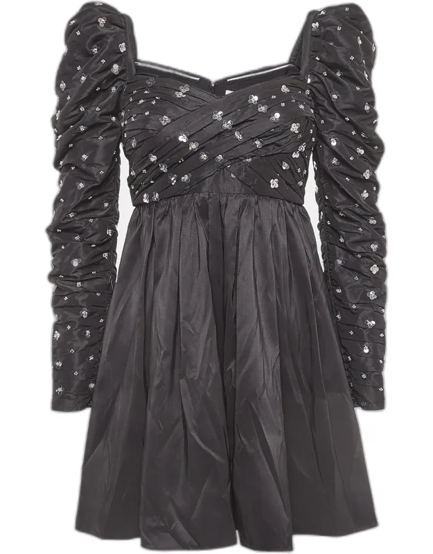 Cluster Sequin Synthetic Taffeta Mini Dress
