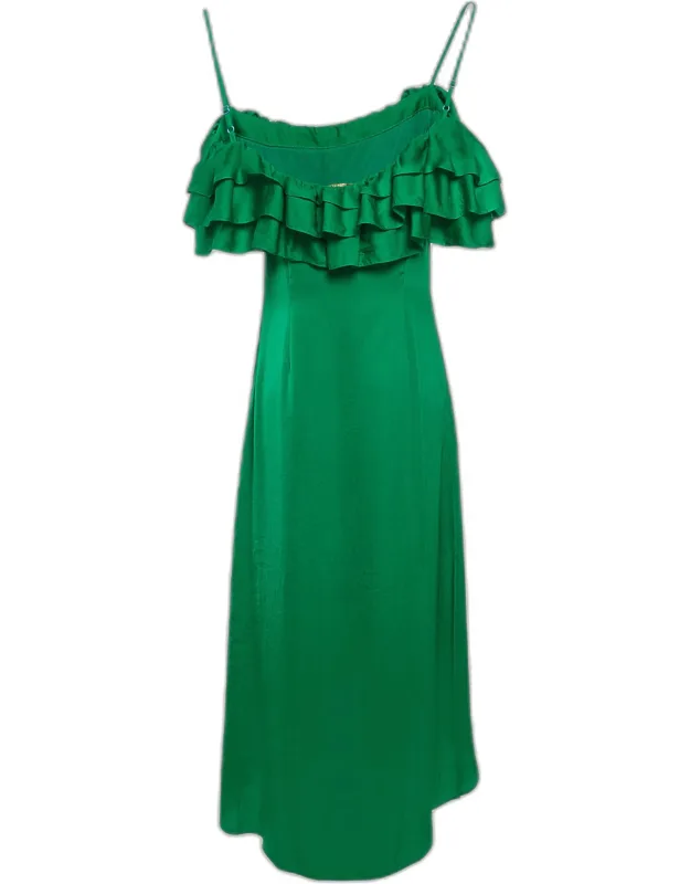 Satin Ruffled Midi Dress