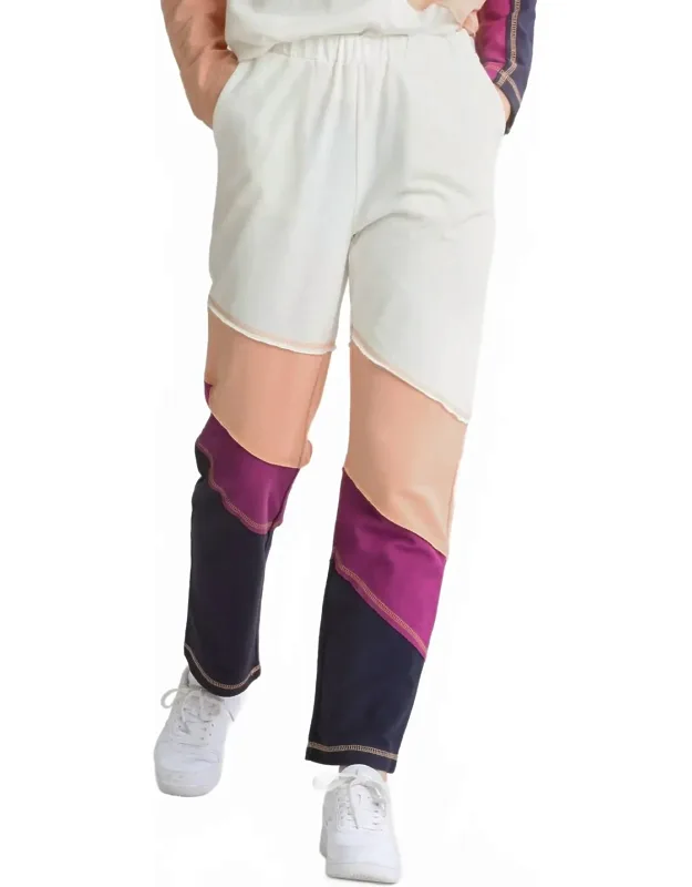 French Terry Colorblock Stitch Detail Pants