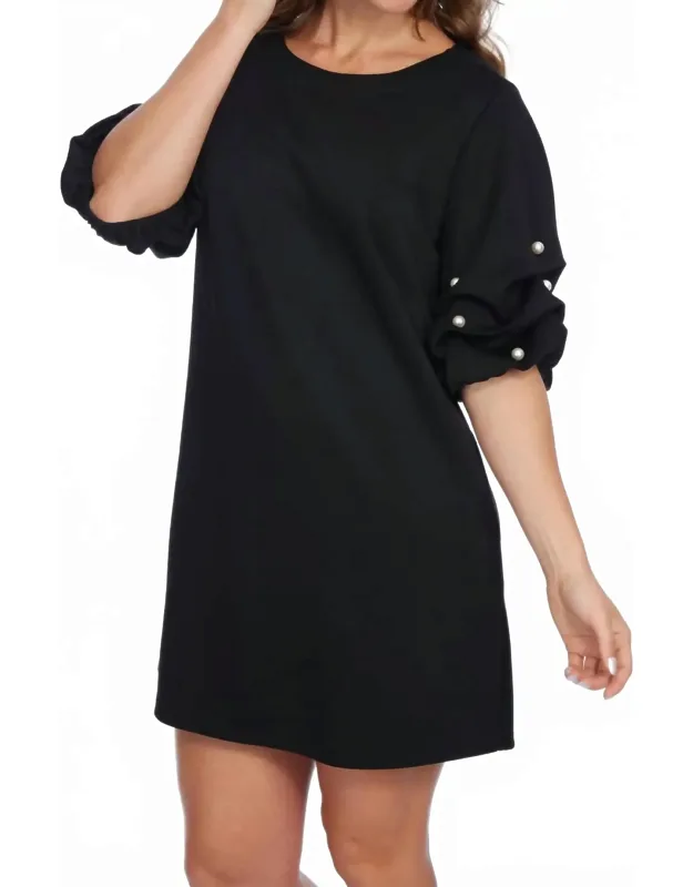 Puff Sleeve Pearl Mini Dress