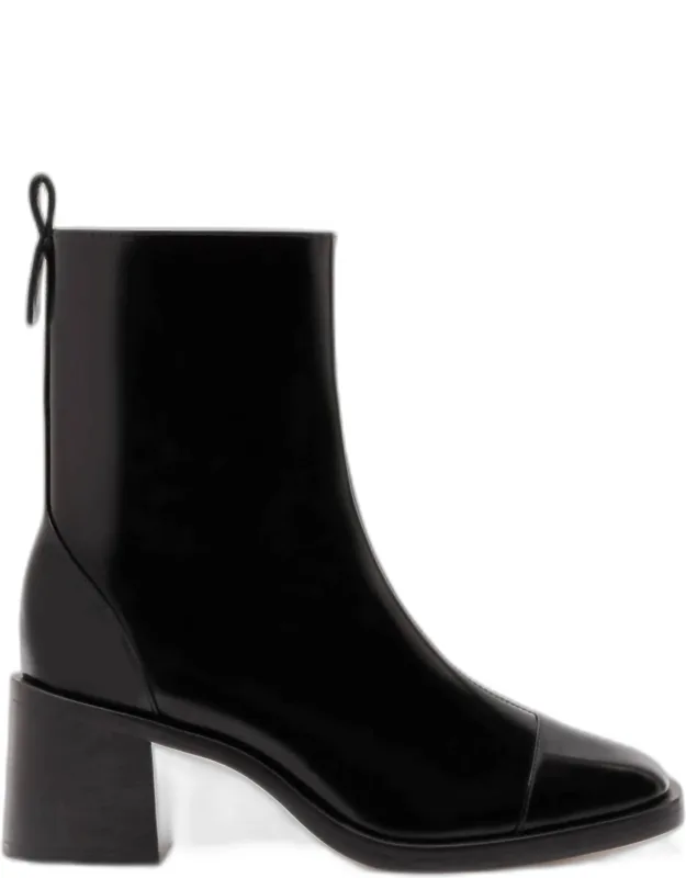 Mini Ricky Boots In Glossy Black Box Leather