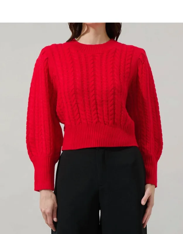 Ashtyn Cable Knit Balloon Sleeve Crop Sweater