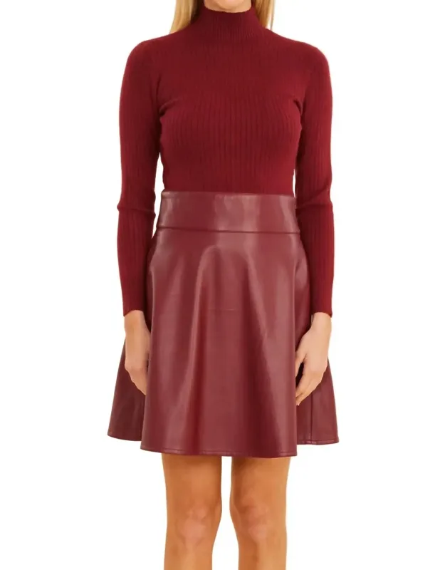 Knit Vegan Leather Dress