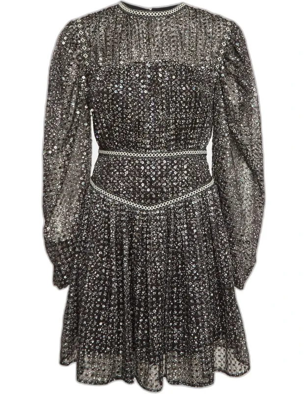 Sequin Crepe Pleated Mini Dress