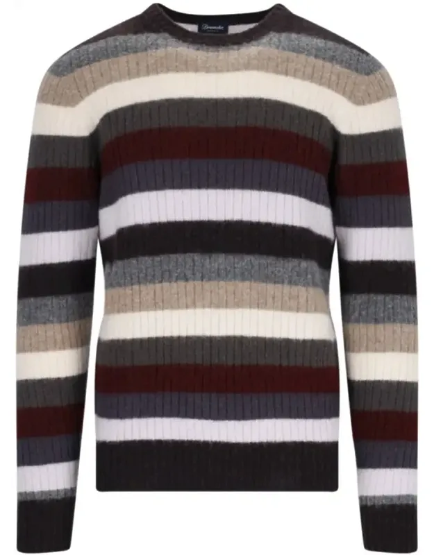 Striped Sweater Ribbed Design Versatile Comfortable