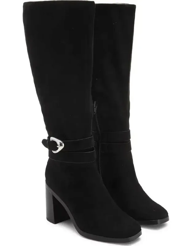 Finnian Boots Side Zip Square Toe Knee High