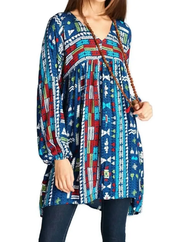 Geometric V-neck Mini Dress