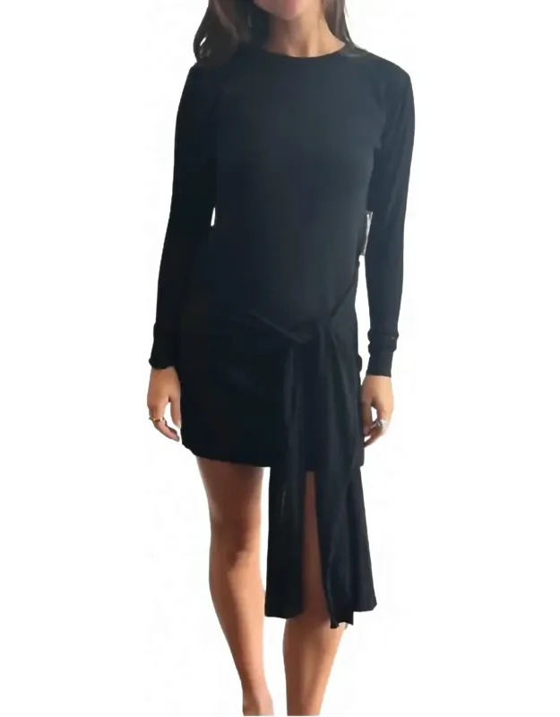 Nomia Sheer Sleeve Draped Front Dress