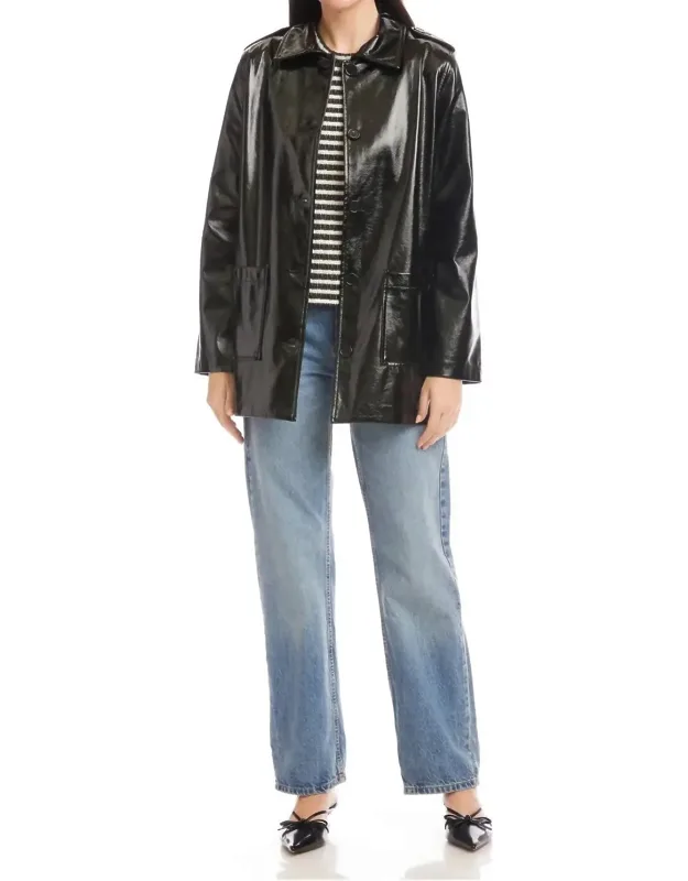 Faux Patent Leather Jacket