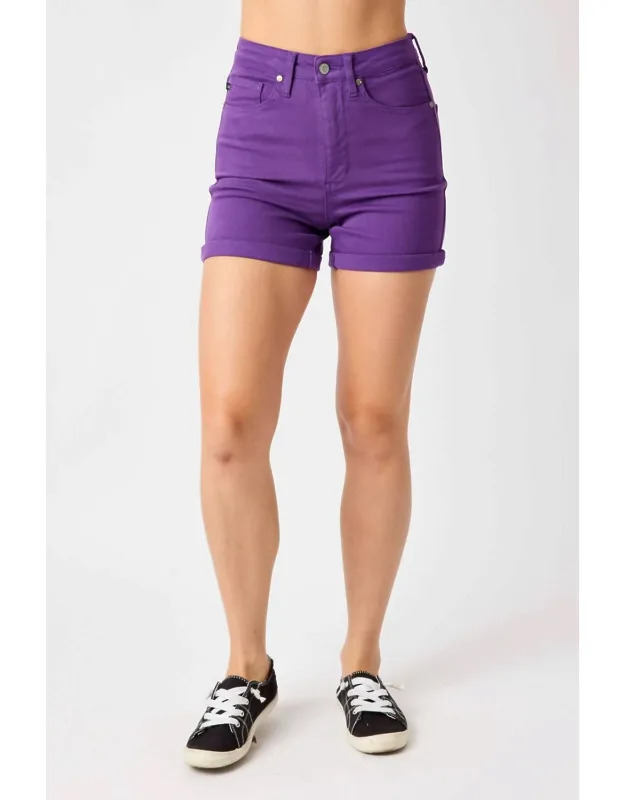High Waist Tummy Control Garment Dyed Shorts