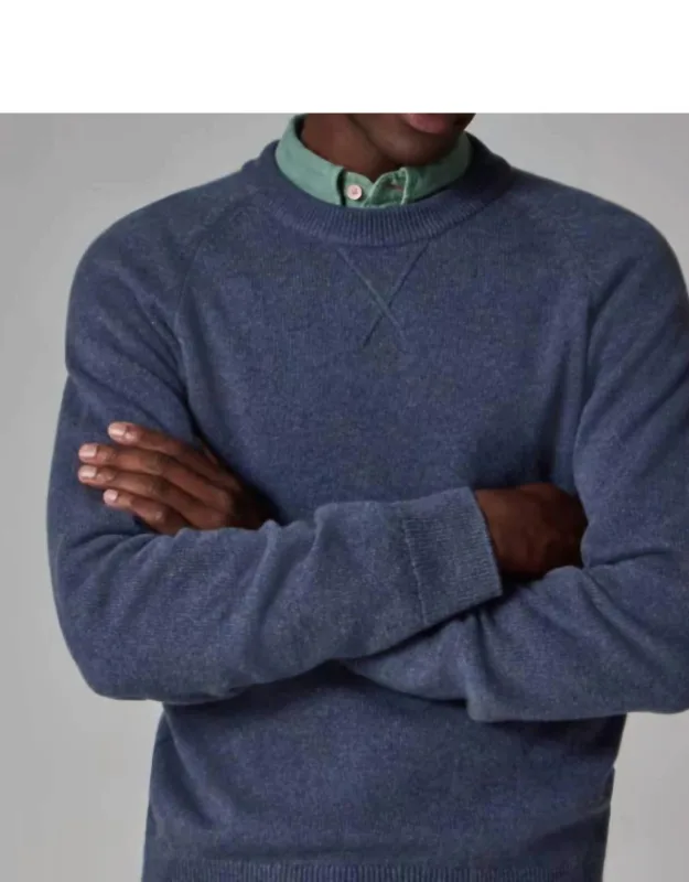 Merino Wool Sweater With Raglan Sleeves And Vintage 'v' Stitch