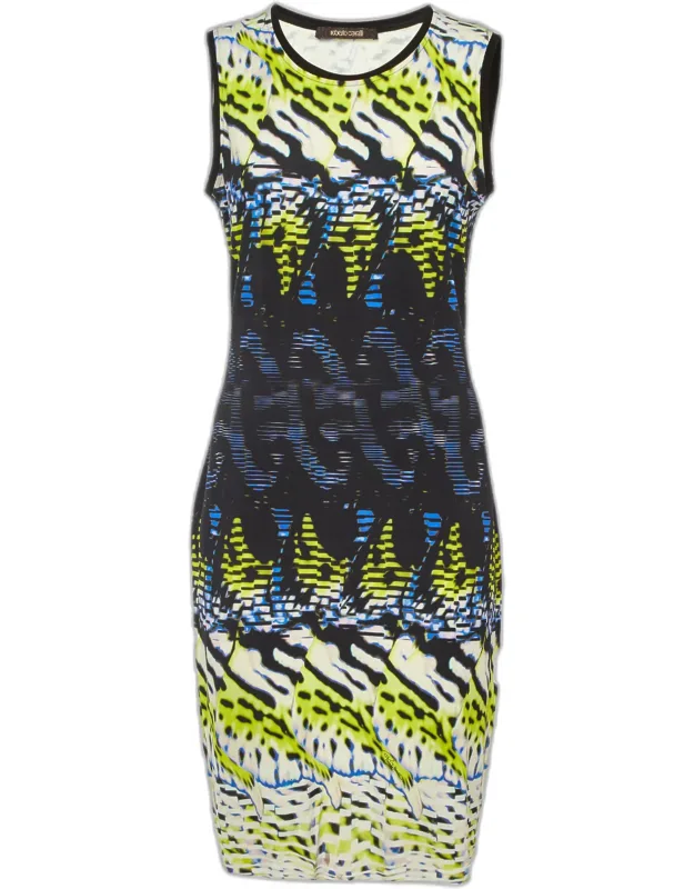 Multicolor Printed Crepe Sleeveless Dress