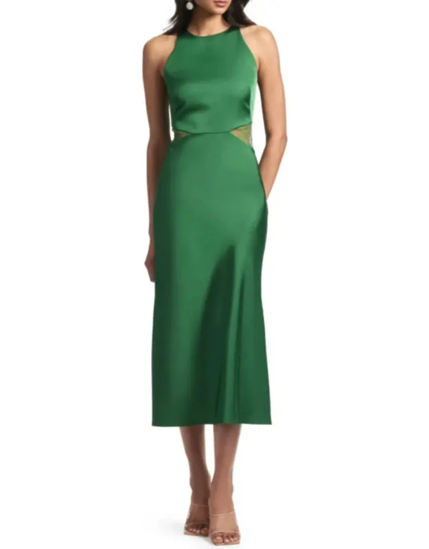 Drew Lace Cutout Satin Crepe Dress