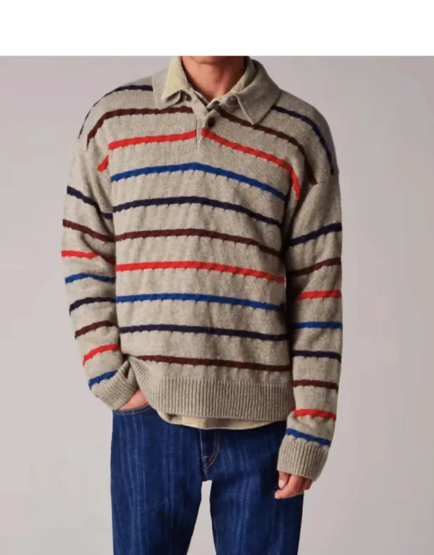 Striped Knitted Polo Shirt