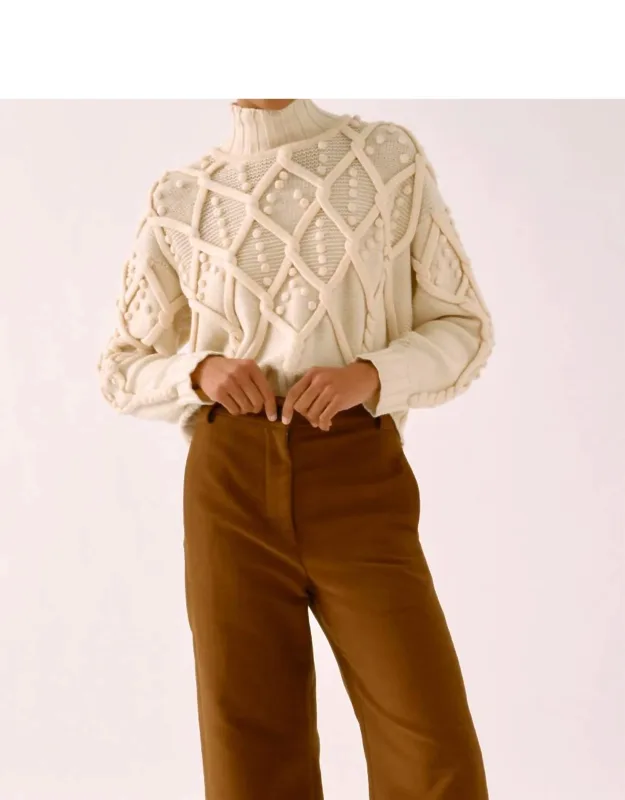 Pom-pom Cable Knit Sweater