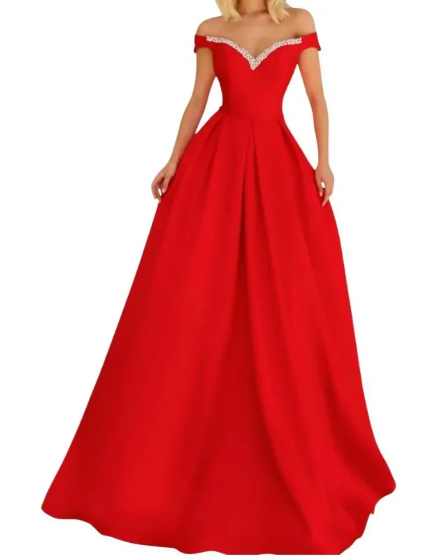 Off-shoulder Fit And Flare Maxi Dress