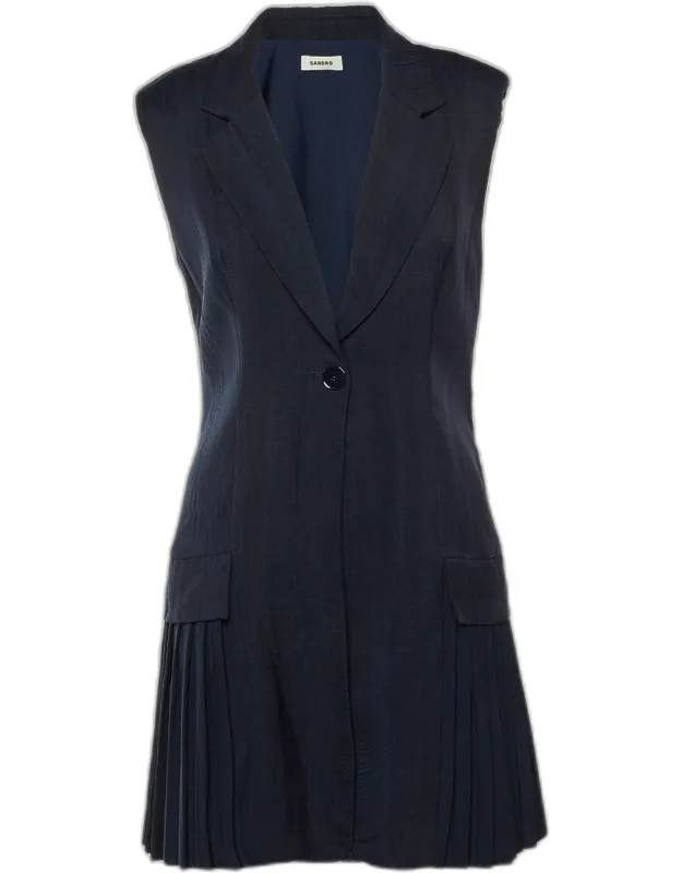 Crepe Pleated Mini Suit Dress