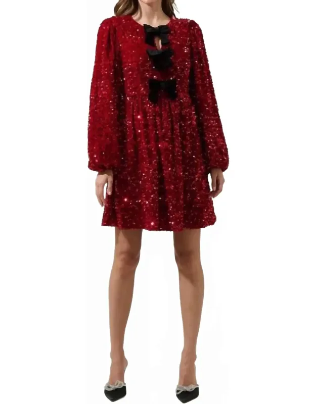 Darla Sequin Glow Bow Mini Dress