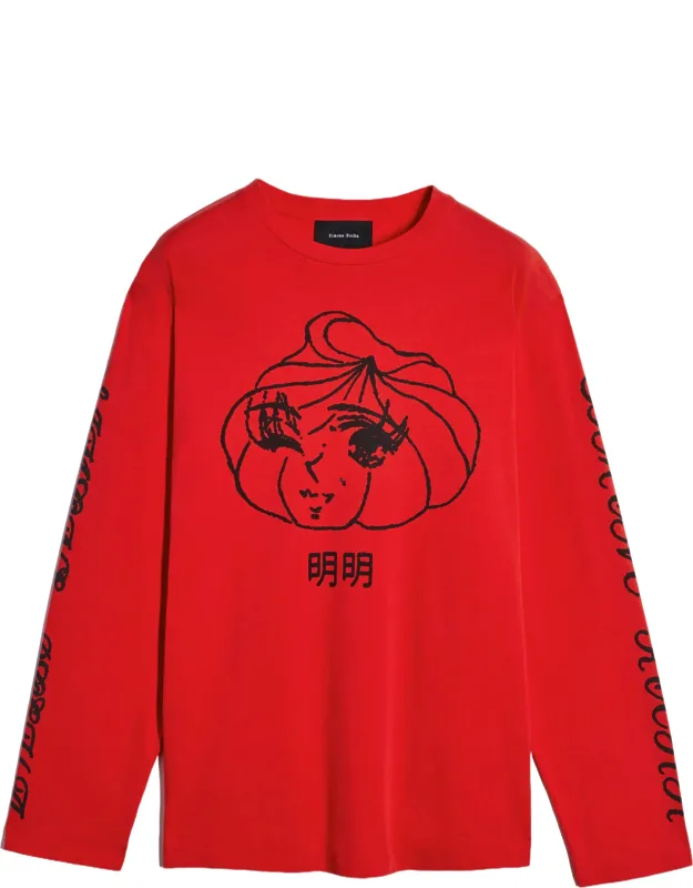 Dim Sum Logo Print Long Sleeve T-shirt