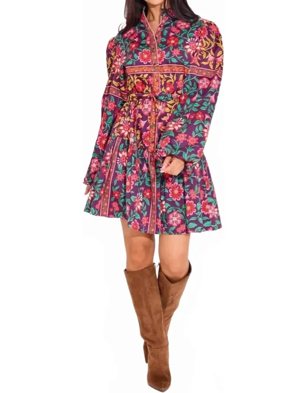 Long Sleeve Dress In Medieval Floral