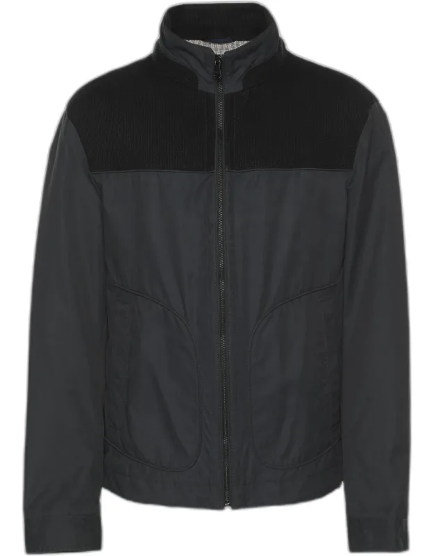 Gabardine And Rib Knit Jacket