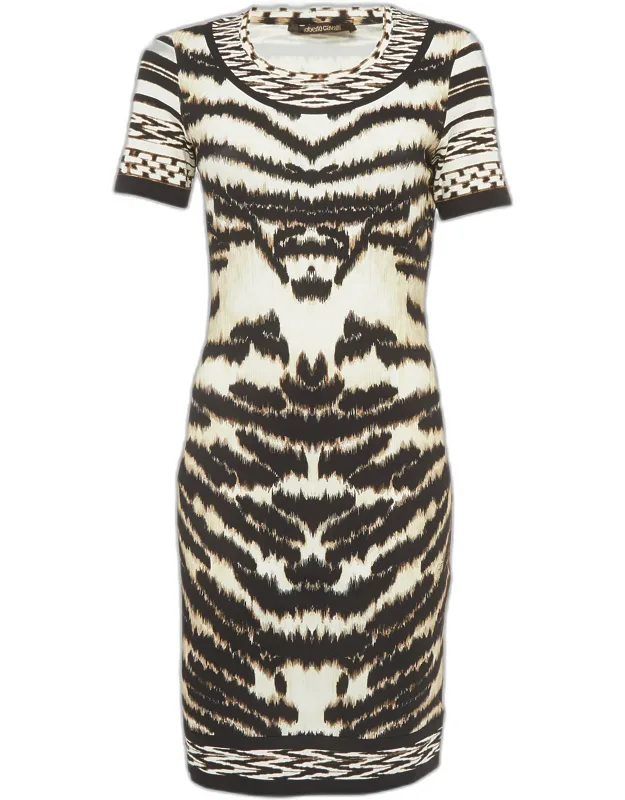Multicolour Animal Print Stretch Knit Mini Dress