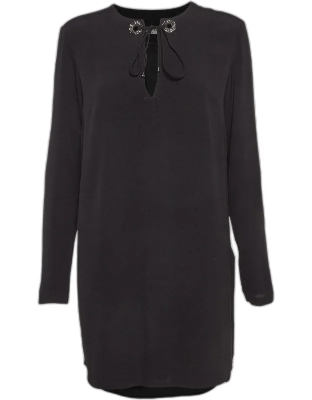 Crystal Embellished Crepe Tunic Dress