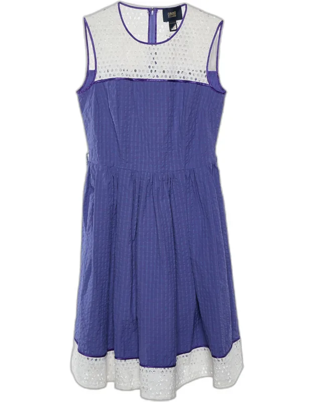 Seersucker Cotton & Lace Sleeveless Dress