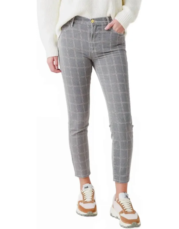 High Skinny Crop Pants In Windowpane Plaid