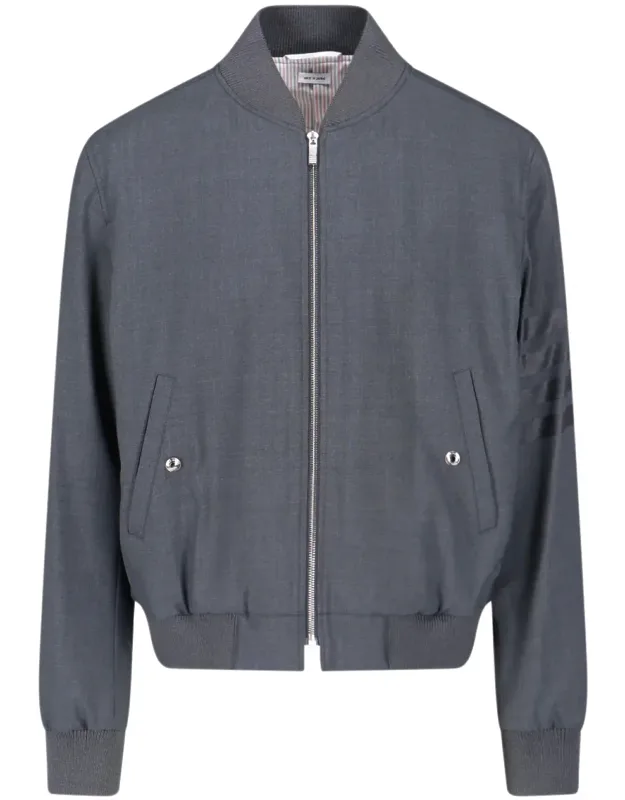 Wool Bomber Jacket With Iconic Stripe Details
