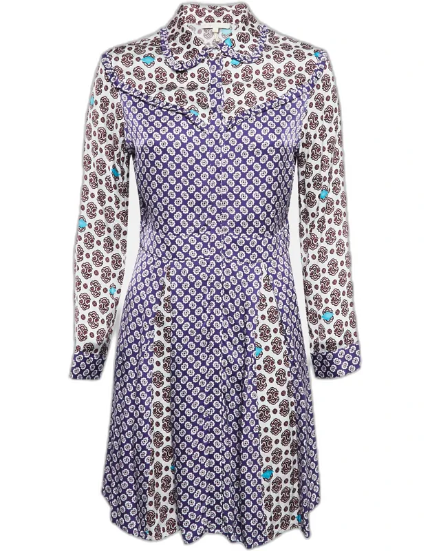 Printed Crepe Button Front Mini Dress