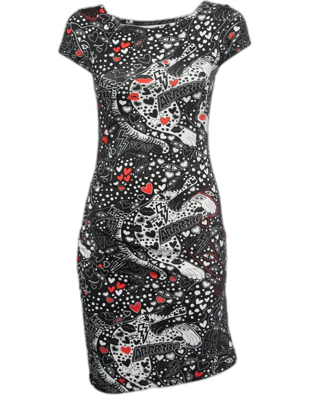 All-over Print Stretch Nylon Mini Dress