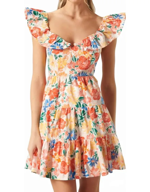 Floral Sweetheart Ruffle Mini Dress