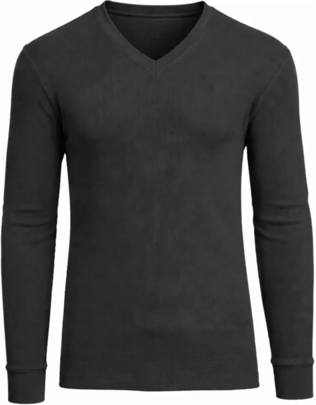 Long Sleeve Waffle-knit V-neck Thermal Shirt