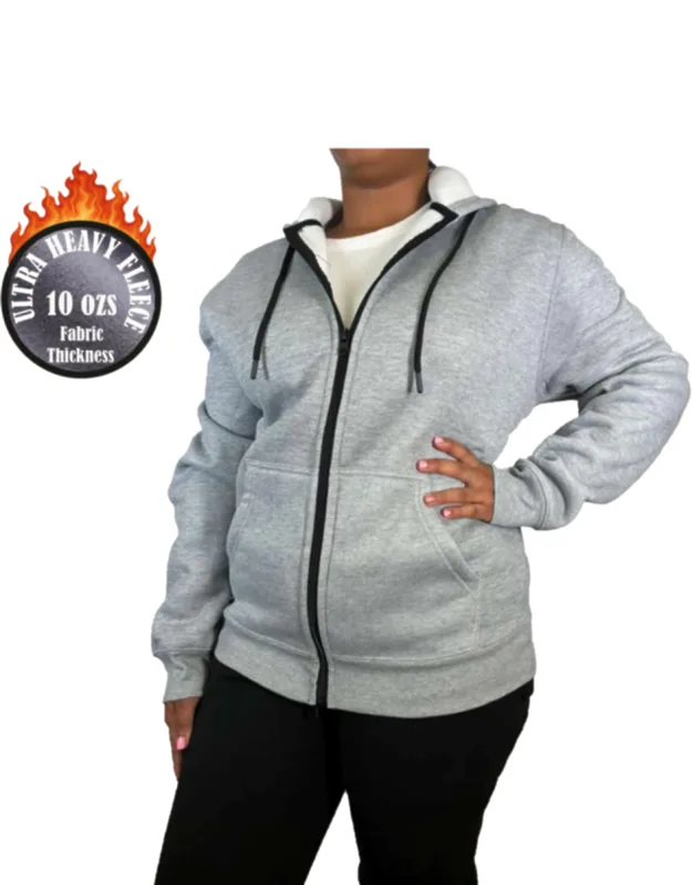 Loose Fit Super Heavyweight Fleece Lined Full-zip Hoodie