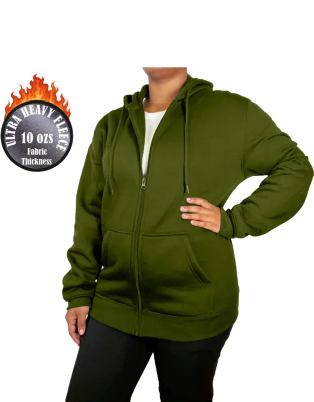 Loose Fit Super Heavyweight Fleece Lined Full-zip Hoodie